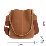 Retro High Capacity Bucket Bag Nubuck Leather Shoulder Handbag