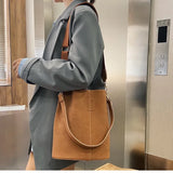 Retro High Capacity Nubuck Leather Bucket Bag for Women