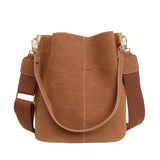 Retro High Capacity Nubuck Leather Bucket Bag for Women