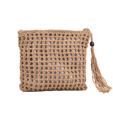 Retro Woven Woolen Crossbody Bag with Tassel Beach Shoulder Handbag