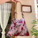 Retro Jacquard Women's Underarm Bag Casual Satin Ladies Flower Shoulder Bags
