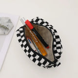 Retro Knit Plaid Portable Travel Cosmetic Storage Bag