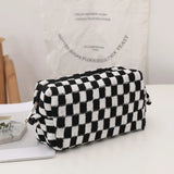 Retro Knit Plaid Portable Travel Cosmetic Storage Bag
