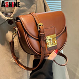Vintage Semicircle Shoulder Purse Women Clutch Handle Bags