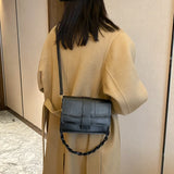 Retro Ladies PU Small Square Shoulder Bag Solid Casual Messenger Bags