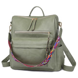 Retro Large Capacity Backpack Women PU Leather Rucksack Shoulder School Bags