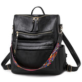 Retro Leather Backpack Large Capacity Travel Rucksack