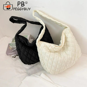 Retro Lattice Cloud Shoulder Bag Quilted Handbag Female Padded Bag