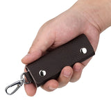 Leather Double Snap Key Holder Key Ring Bag Men Women Universal Key Fob Cover