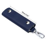 Leather Double Snap Key Holder Key Ring Bag Men Women Universal Key Fob Cover
