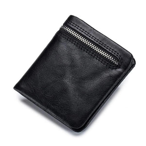 Vintage Leather Zipper Wallet Slim Purse for Men and Women