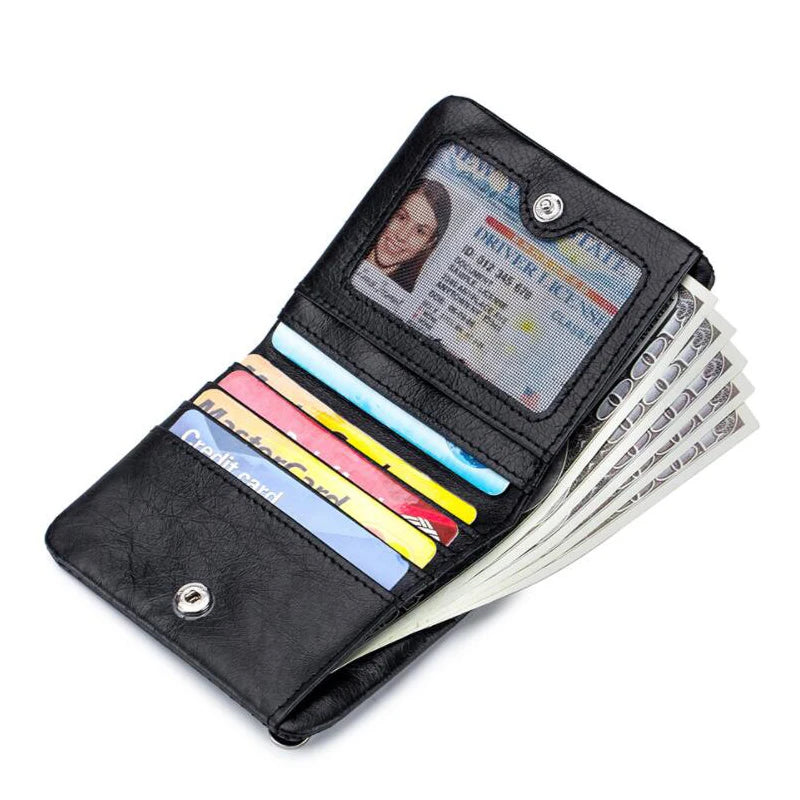 Vintage Leather Zipper Wallet Slim Purse for Men and Women