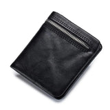 Vintage Leather Zipper Wallet Slim Purse for Men and Women