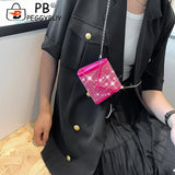 Retro Leather Rhinestone Crossbody Bag for Women