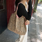 Leopard Pattern Women Tote Handbags Pink Shoulder Bag