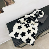 Leopard Print Plush Shoulder Bag Large Capacity Travel Winter Tote