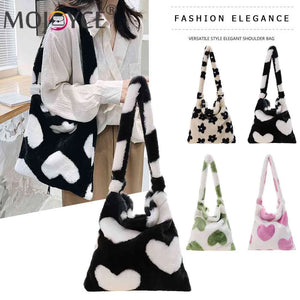 Leopard Print Plush Shoulder Bag Large Capacity Tote