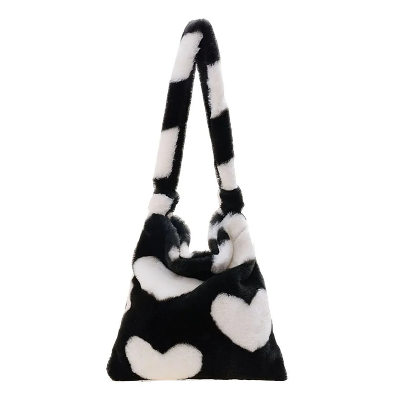 Leopard Print Plush Shoulder Bag Large Capacity Tote