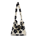 Leopard Print Plush Shoulder Bag Large Capacity Travel Tote