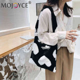 Leopard Print Plush Shoulder Bag Large Capacity Tote