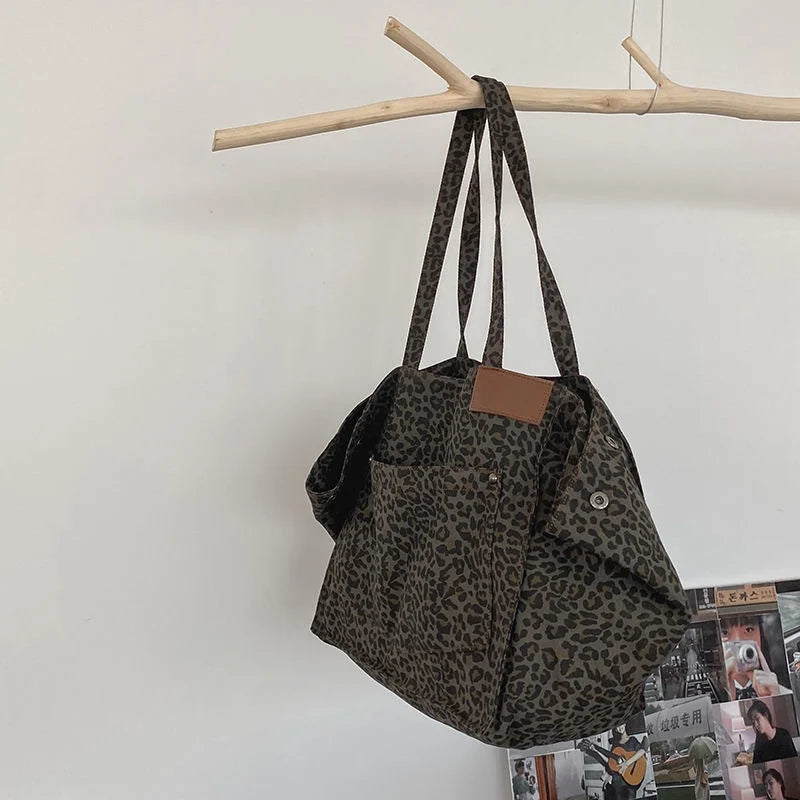 Leopard Shoulder Bag Women Large Capacity Handbag Female Shopping Tote Bag
