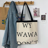 Retro Letter Shoulder Bags Women Canvas Shopping School Student All-match