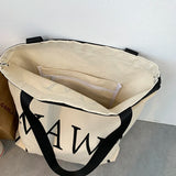 Retro Letter Shoulder Bags Women Canvas Shopping School Student All-match