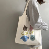 Retro Literary Canvas Bag Women Shoulder Bag Harajuku Cotton Shopping