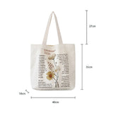 Retro Literary Canvas Women's Shoulder Shopper Bag Large Eco Shopping Tote