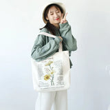 Retro Literary Canvas Women's Shoulder Shopper Bag Large Eco Shopping Tote