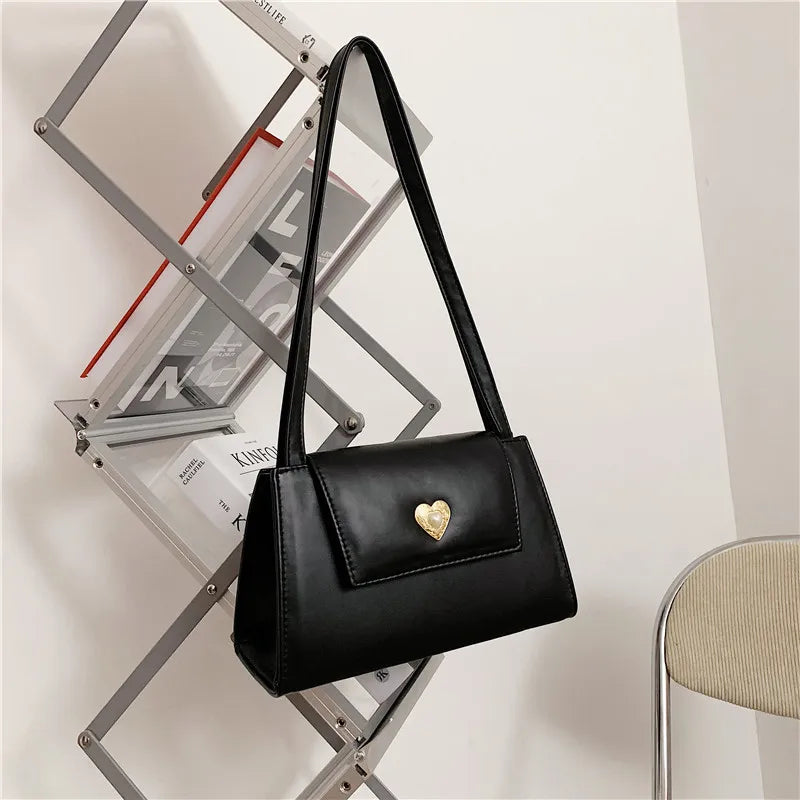 Retro Love Hand-held Underarm Bag Women's Texture Casual Shoulder Bag
