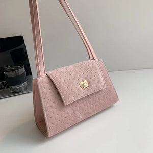 Velvet Pink Heart Underarm Bag Small Square Shoulder Bag