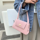 Velvet Pink Heart Underarm Bag Small Square Shoulder Bag