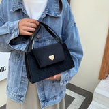 Velvet Pink Heart Underarm Bag Small Square Shoulder Bag