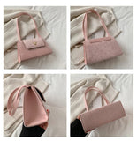 Velvet Pink Heart Underarm Bag Small Square Shoulder Bag