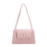 Velvet Pink Heart Underarm Bag Small Square Shoulder Bag