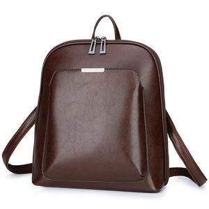 Retro High Leather Backpack Large Capacity School Shoulder Bags