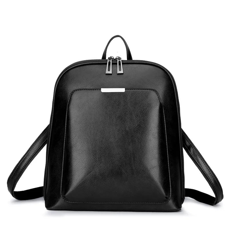 Retro High Leather Backpack Large Capacity School Shoulder Bags