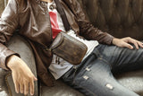 Retro Men Leather Coffee Shoulder Mochila Bag Cigarette Travel Pouch