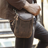 Retro Men Leather Coffee Shoulder Mochila Bag Cigarette Travel Pouch