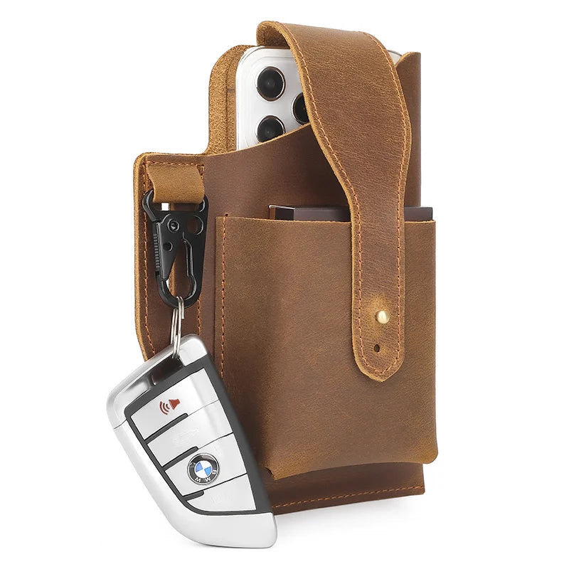 Men's Leather Waist Pack Belt Bag Phone Bag