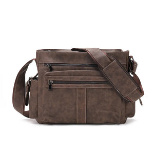 Retro Men's Briefcase PU Leather Laptop Bag