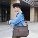Retro Men's Briefcase PU Leather Laptop Bag