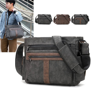 Retro Men's Briefcase PU Leather Laptop Bag
