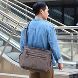 Retro Men's Briefcase PU Leather Laptop Bag
