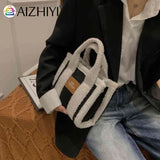 Retro Messenger Bag Women Fleece Shopping Tote Street Use Winter Satchel