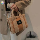Retro Messenger Bag Women Fleece Shopping Tote Street Use Winter Satchel