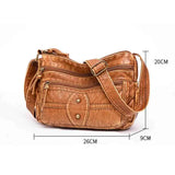 Retro Messenger Bag Women Soft PU Leather Shoulder Purse Zip Pocket Coin Handbag