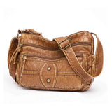 Retro Messenger Bag Women Soft PU Leather Shoulder Purse Zip Pocket Coin Handbag