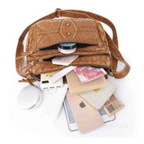 Retro Messenger Bag Women Soft PU Leather Shoulder Purse Zip Pocket Coin Handbag